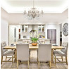 Paris  6Lt Chandelier - Antique Brass Metal & Clear Crystal