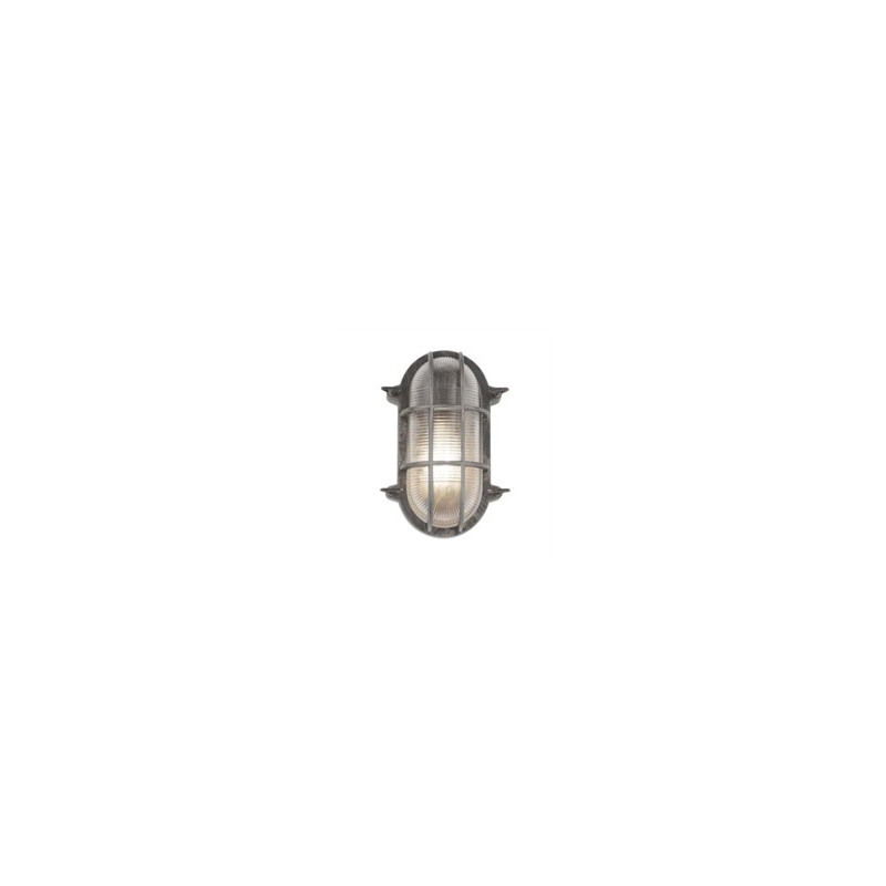 Bulkhead Oval Outdoor Wall/Ceiling Light - Black Silver