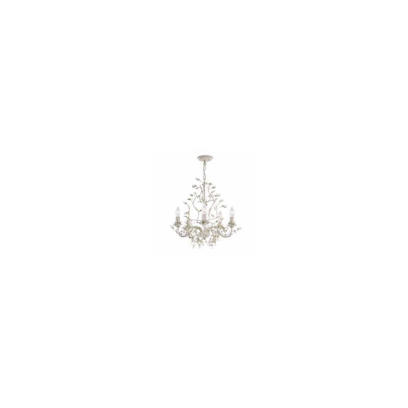 Alamandite 5Lt Pendant - Cream & Gold Metal & Glass Drops