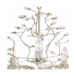 Alamandite 5Lt Pendant - Cream & Gold Metal & Glass Drops