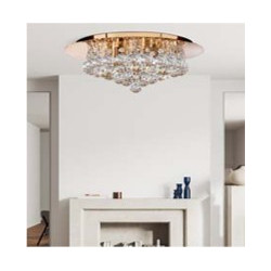 Hanna 4Lt Flush  - Gold Metal & Clear Crystal
