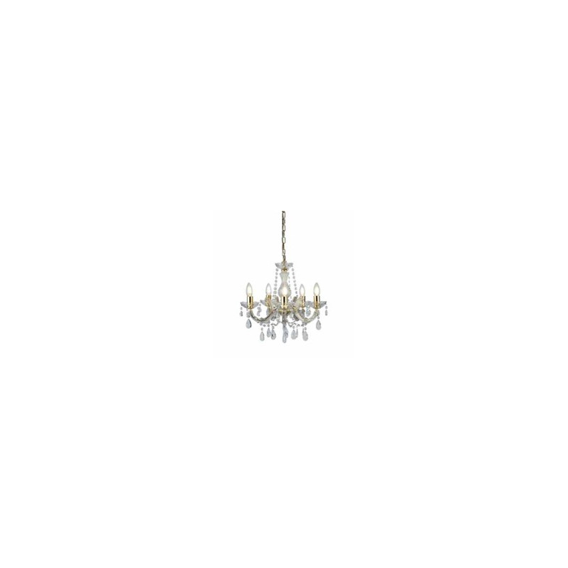 Marie Therese 5Lt Pendant - Polished Brass & Clear Acrylic