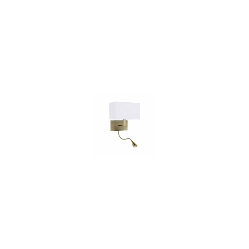 Hotel Wall Light- Antique Brass Metal & White Fabric