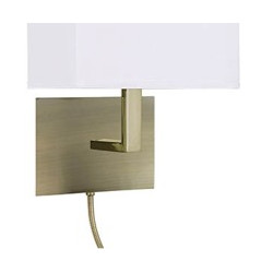 Hotel Wall Light- Antique Brass Metal & White Fabric