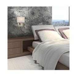 Hotel Wall Light- Antique Brass Metal & White Fabric