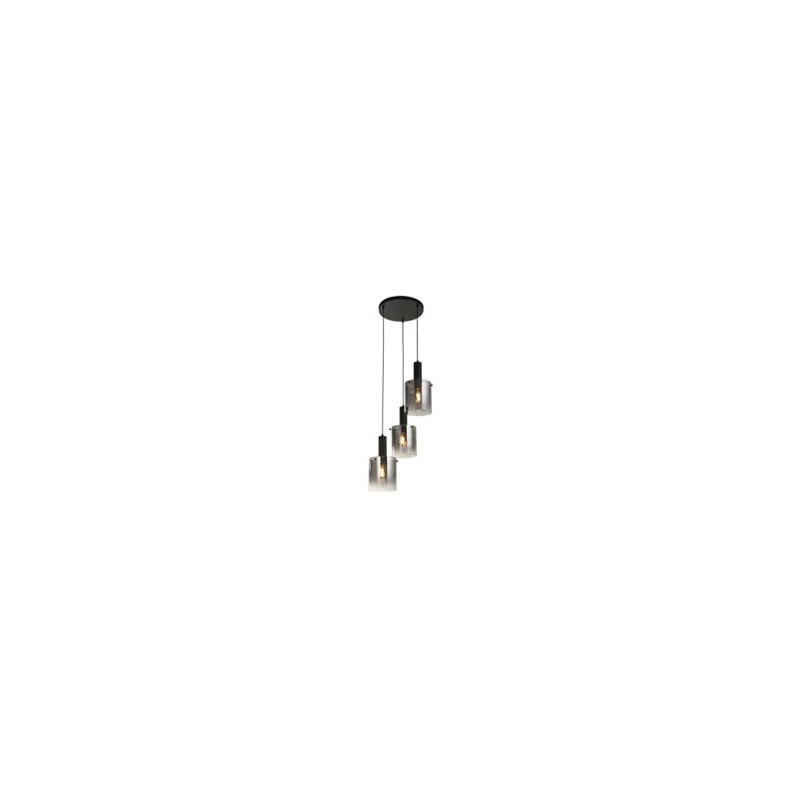 Sweden 3Lt Multi-Drop Pendant - Black Metal & Smoked Glass