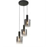 Sweden 3Lt Multi-Drop Pendant - Black Metal & Smoked Glass