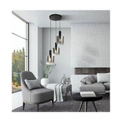 Sweden 3Lt Multi-Drop Pendant - Black Metal & Smoked Glass