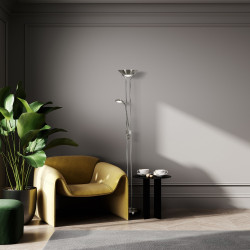 Mother & Child Floor Lamp - Satin Silver Metal & Glass