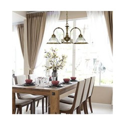 American Diner 3Lt Pendant - Antique Brass & Ribbed Glass