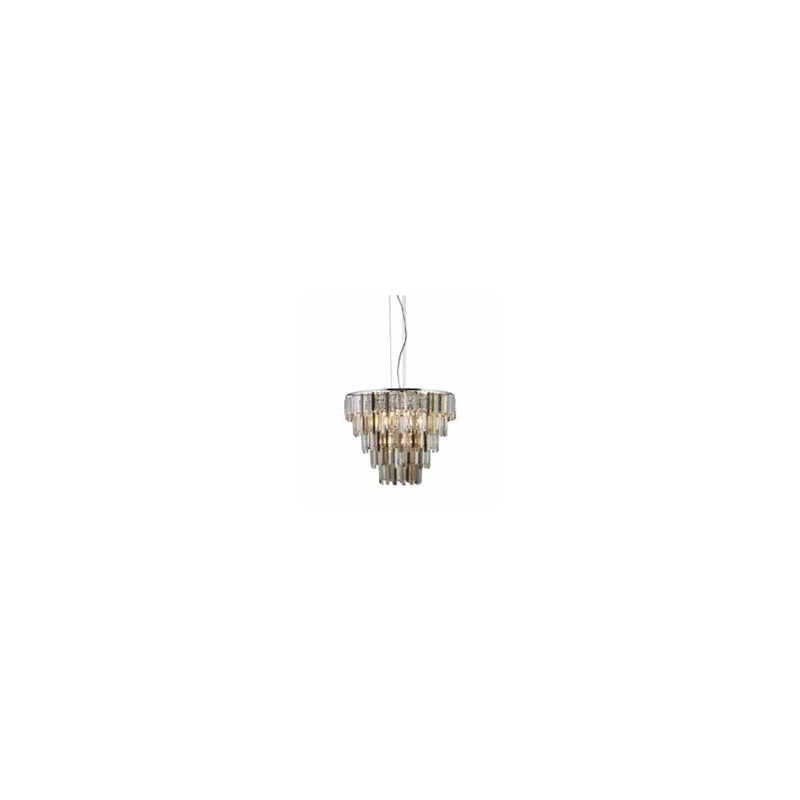 Clarissa 9Lt Pendant - Chrome & Clear, Smoked & Amber Glass