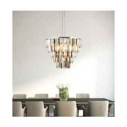 Clarissa 9Lt Pendant - Chrome & Clear, Smoked & Amber Glass