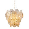 Wagon Wheel 9Lt Pendant - Bronze Metal, Clear & Amber Glass