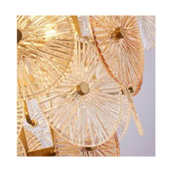 Wagon Wheel 9Lt Pendant - Bronze Metal, Clear & Amber Glass