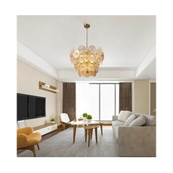 Wagon Wheel 9Lt Pendant - Bronze Metal, Clear & Amber Glass