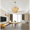Wagon Wheel 9Lt Pendant - Bronze Metal, Clear & Amber Glass