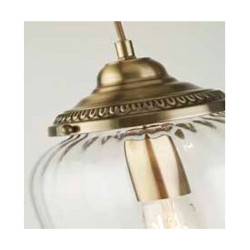 Moscow Pendant  - Antique Brass Metal & Ribbed Glass