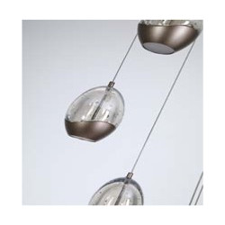 Seeds 5Lt Multi Drop Pendant, Latte Metal with Champagne Gla