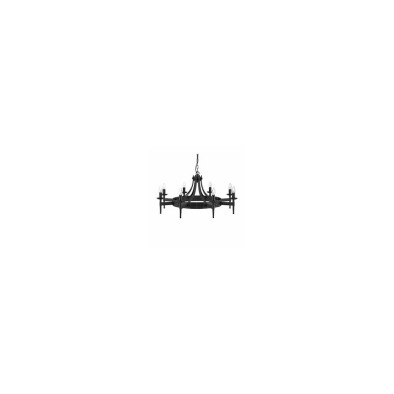 Cartwheel II  8Lt Pendant - Black Wrought Iron