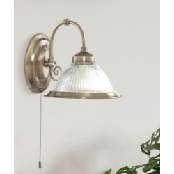 American Diner Wall Light - Antique Brass & Ribbed Glass