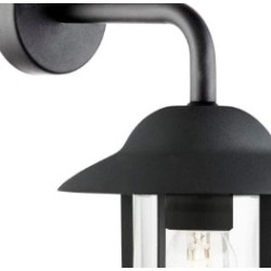 Toronto Outdoor Wall Light - Black Metal & Clear Glass