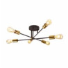 Armstrong 6Lt Semi-Flush - Black & Satin Brass Metal