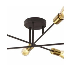Armstrong 6Lt Semi-Flush - Black & Satin Brass Metal