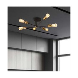 Armstrong 6Lt Semi-Flush - Black & Satin Brass Metal