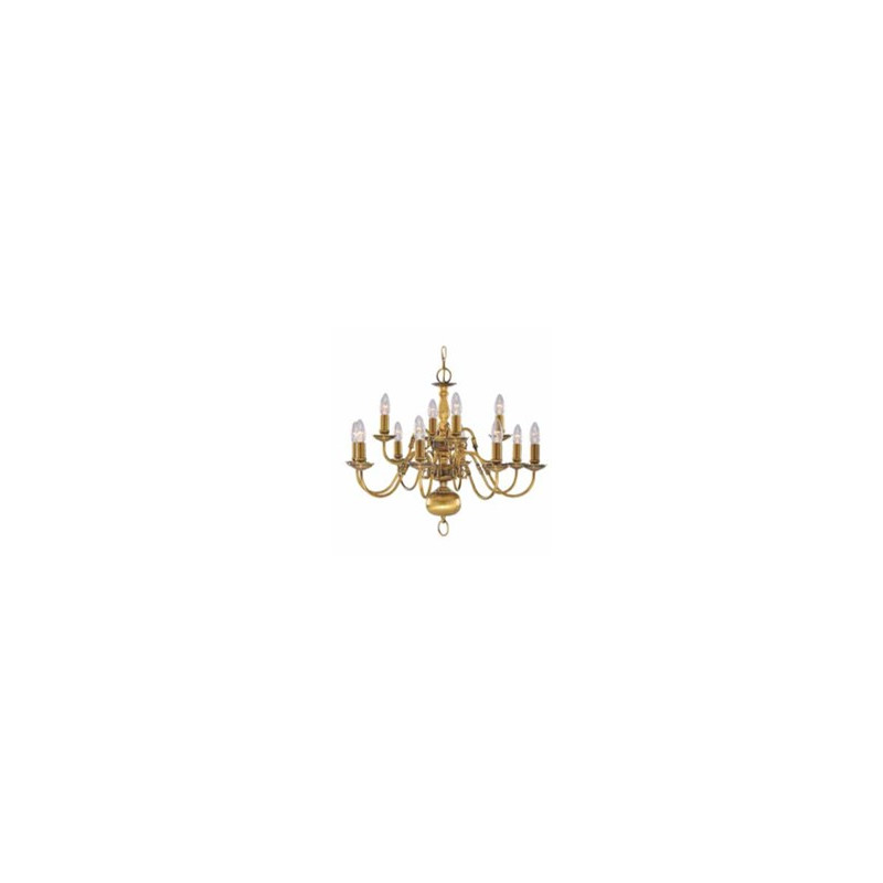 Flemish 12Lt Pendant - Solid Brass Metal