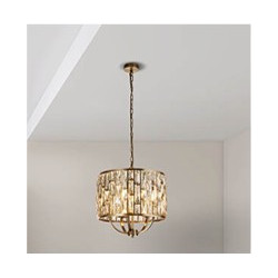Bijou 5Lt Pendant - Antique Brass Metal & Champagne Glass