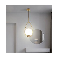 Avalon  Pendant  - Gold Metal & Opal Glass