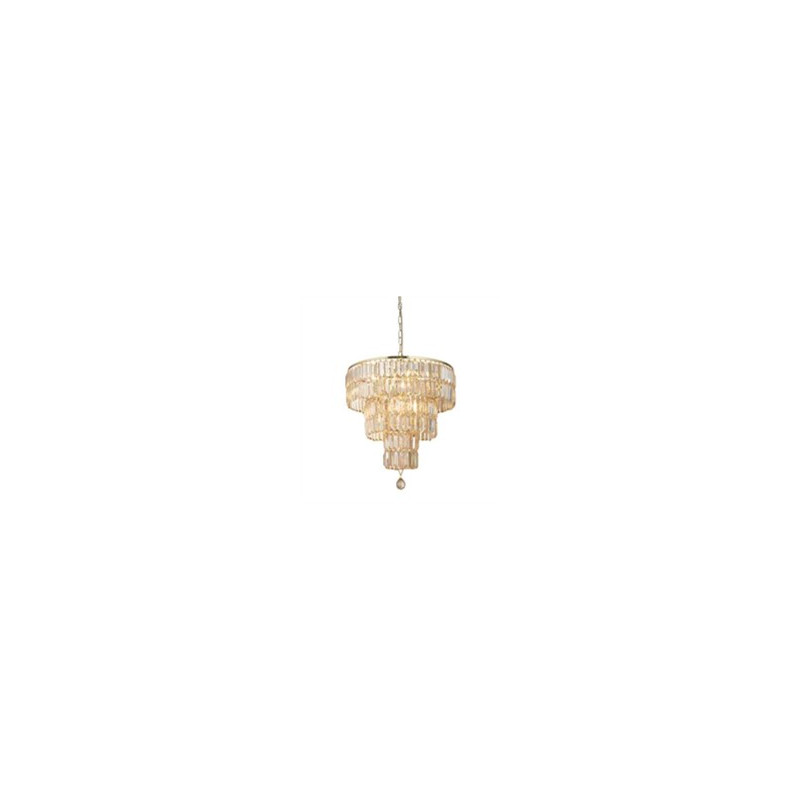 Empire 5Lt Pendant - Satin Brass Metal & Champagne Glass