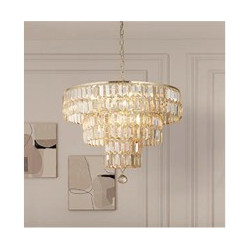 Empire 5Lt Pendant - Satin Brass Metal & Champagne Glass