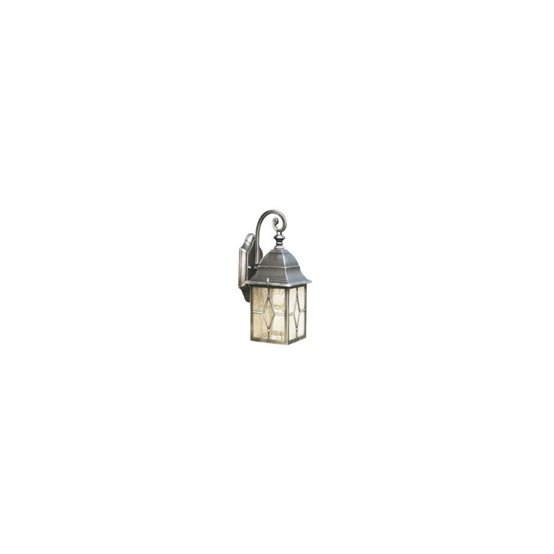 Genoa Outdoor Wall Light - Black Silver Metal & Leaded Glass