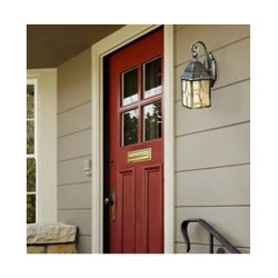 Genoa Outdoor Wall Light - Black Silver Metal & Leaded Glass