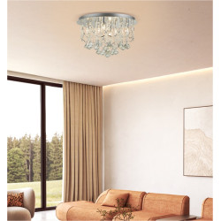 Mela 6Lt Flush -  Chrome & Clear Crystal Pyramid Drops