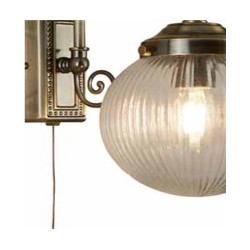 Belvue Wall Light  - Antique Brass Metal & Clear Glass