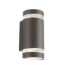 Sheffield Outdoor 2Lt Wall Light - Grey, Glass & Polycarb