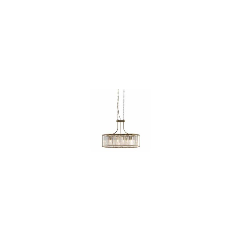 Victoria 5Lt Oval Pendant - Antique Brass & Clear Crystal