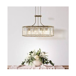 Victoria 5Lt Oval Pendant - Antique Brass & Clear Crystal