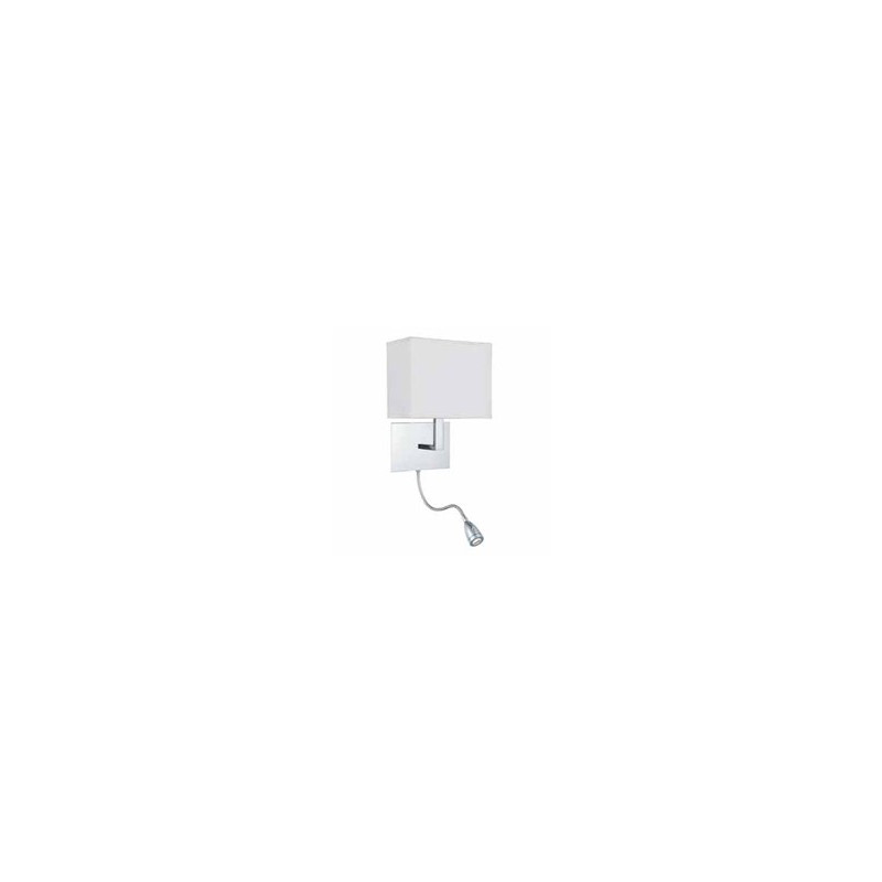 Hotel Wall Light - Chrome Metal & White Fabric Shade