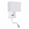 Hotel Wall Light - Chrome Metal & White Fabric Shade