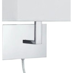 Hotel Wall Light - Chrome Metal & White Fabric Shade