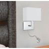 Hotel Wall Light - Chrome Metal & White Fabric Shade