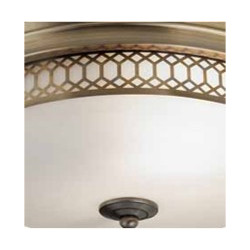 Edinburgh 2Lt Flush  - Antique Brass Metal & Acid Glass