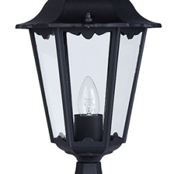 Alex 55cm Outdoor Post  -  Silk Black Metal & Glass , IP44