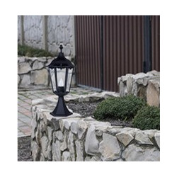 Alex 55cm Outdoor Post  -  Silk Black Metal & Glass , IP44