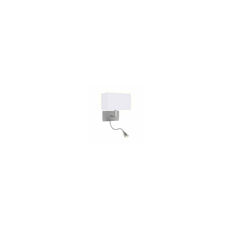 Hotel Wall Light with LED Reading Light - Satin Silver Metal