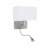Hotel Wall Light with LED Reading Light - Satin Silver Metal