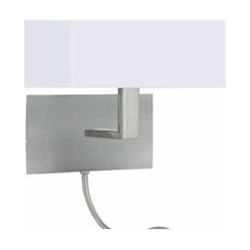 Hotel Wall Light with LED Reading Light - Satin Silver Metal